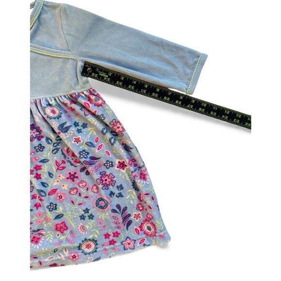 Hanna Andersson Velour Floral Dress Girls Long Sleeve Soft Cozy Size 80 NWT - Picture 4 of 8